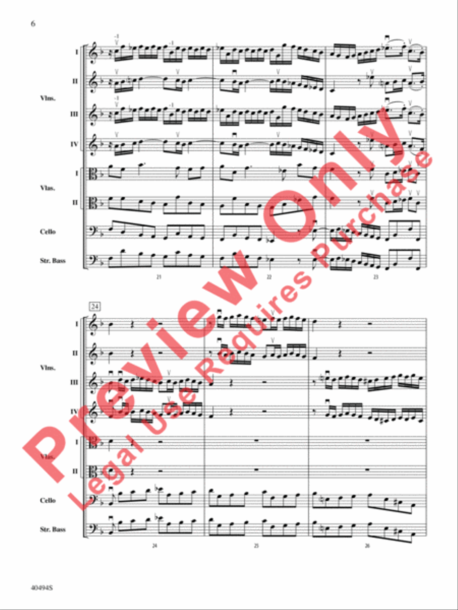 Brandenburg Concerto No. 1 in F Major String Orchestra scores gallery preview page 7