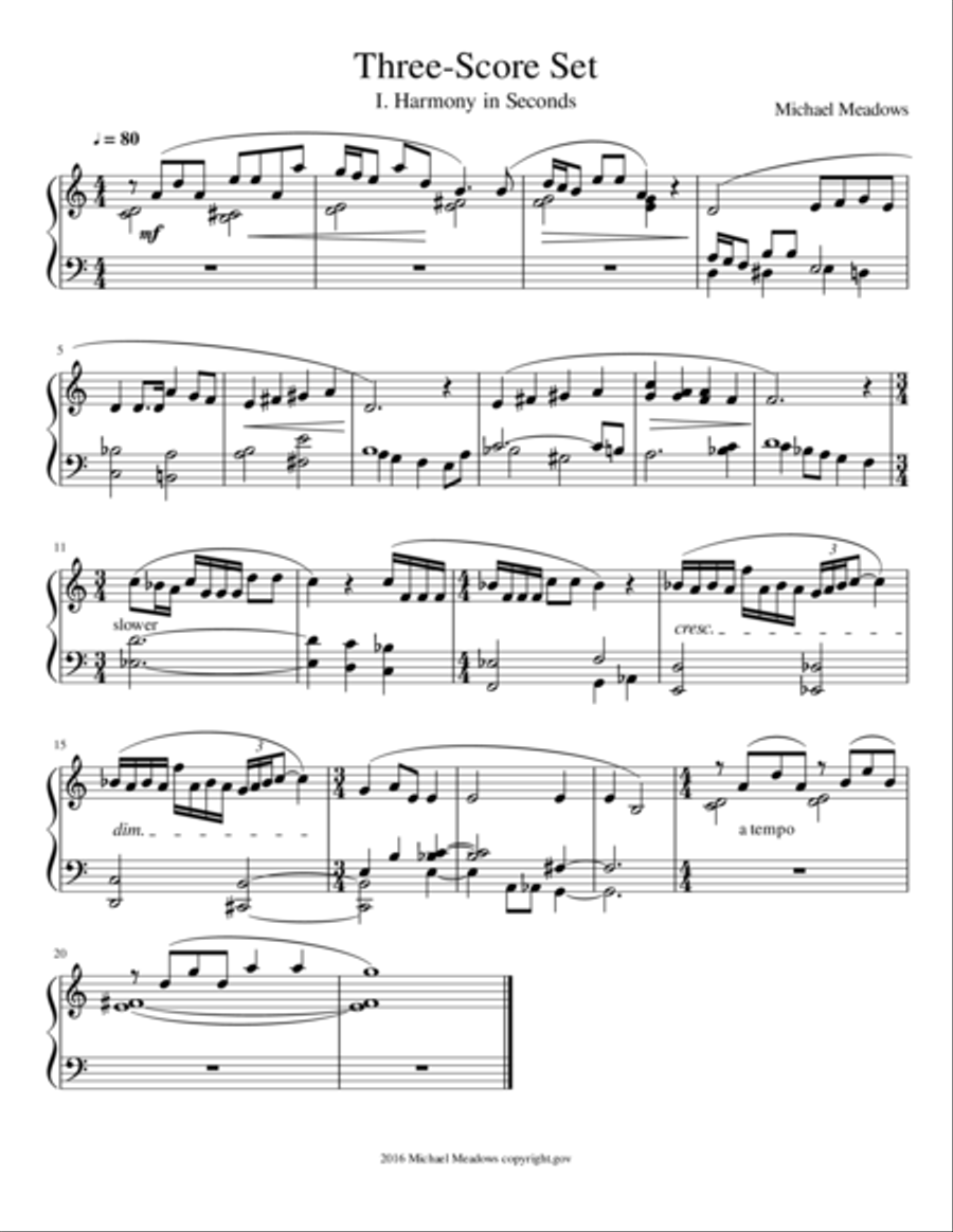 Three-Score Set: I. Harmony in Seconds Piano Solo scores gallery preview page 1