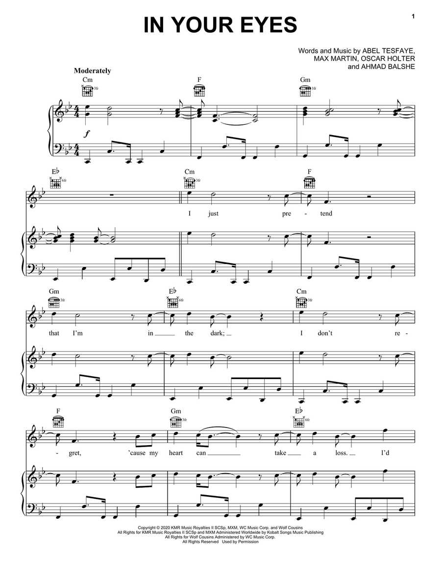 In Your Eyes In Your Eyes Piano, Vocal, Guitar scores gallery preview page 1