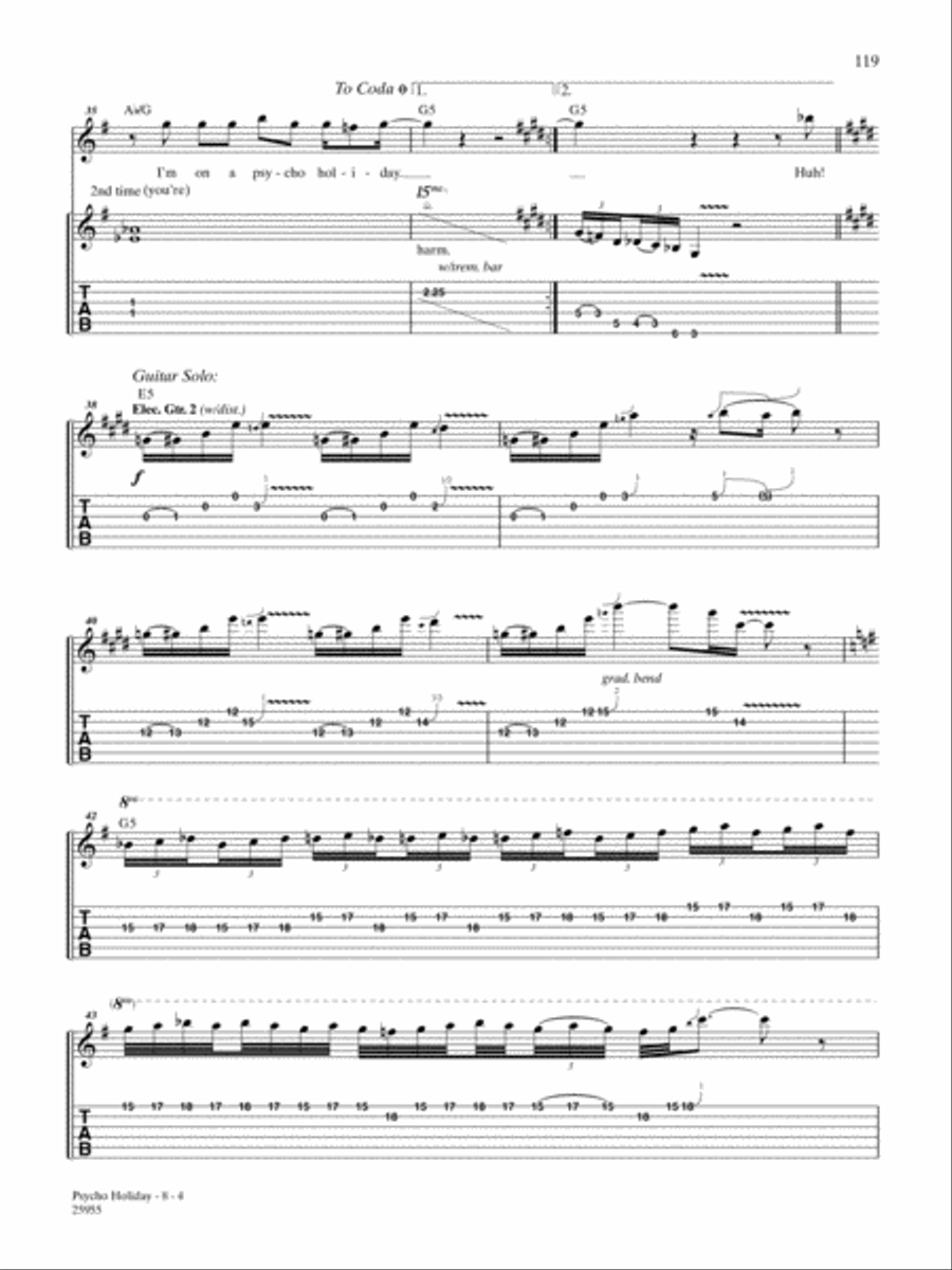 Psycho Holiday Guitar Tablature scores gallery preview page 4