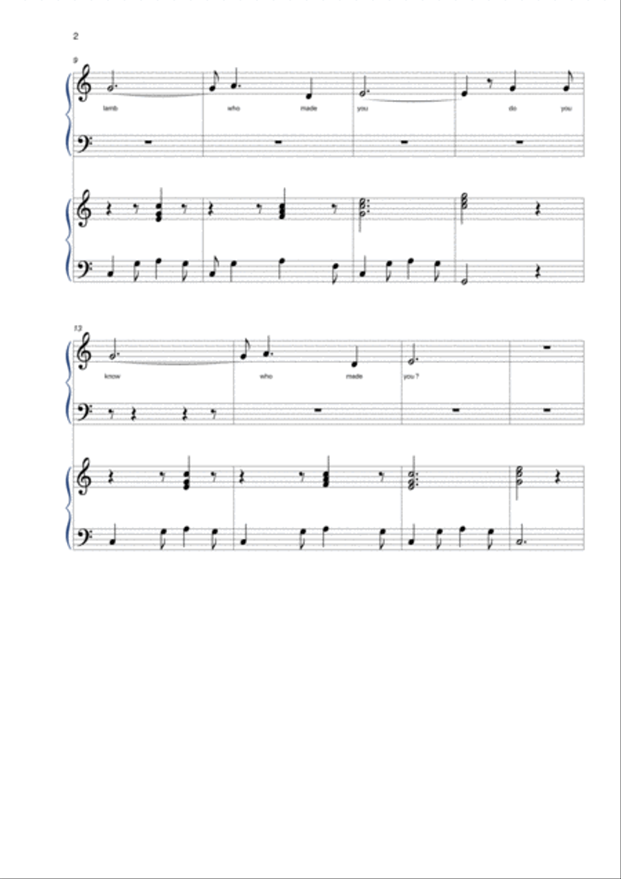 Little Lamb Little Lamb Piano, Vocal, Guitar scores gallery preview page 2