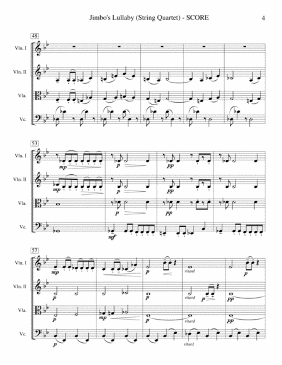 Jimbo's Lullaby String Quartet scores gallery preview page 4
