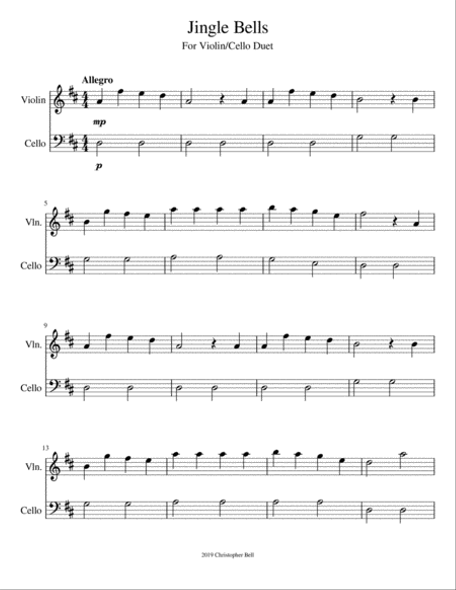 Jingle Bells - Violin/Cello Duet String Duet scores gallery preview page 2