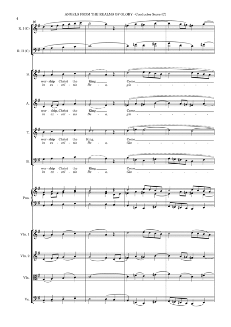 Angels From The Realms (Gloria & English refrain) – SATB, Str. 4tet & Piano with flexible wind SATB scores gallery preview page 4