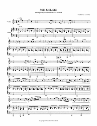 Still, Still, Still for Violin Solo with Piano Accompaniment (Austrian Christmas Carol)