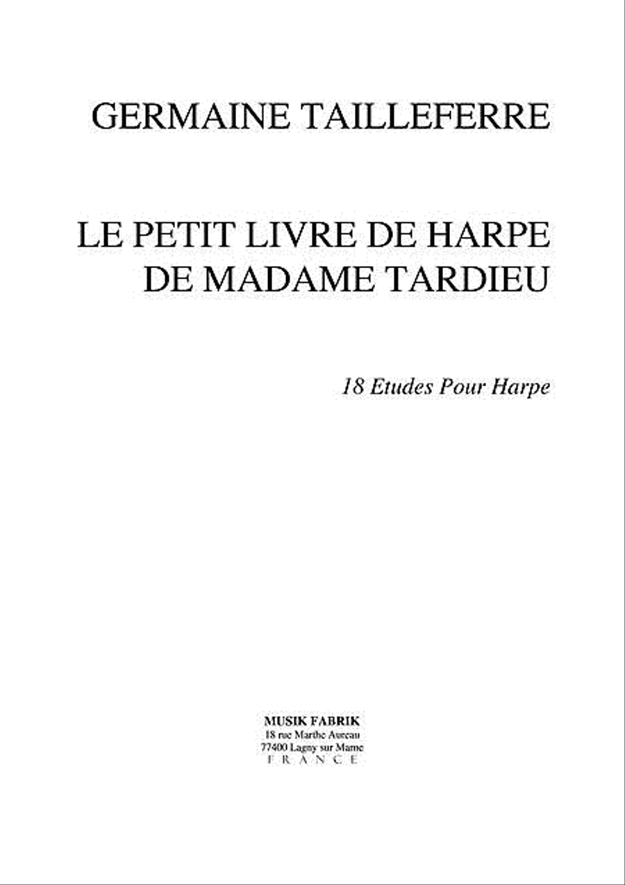 Petit Livre de Harpe de Mme Tardieu Harp scores gallery preview page 1