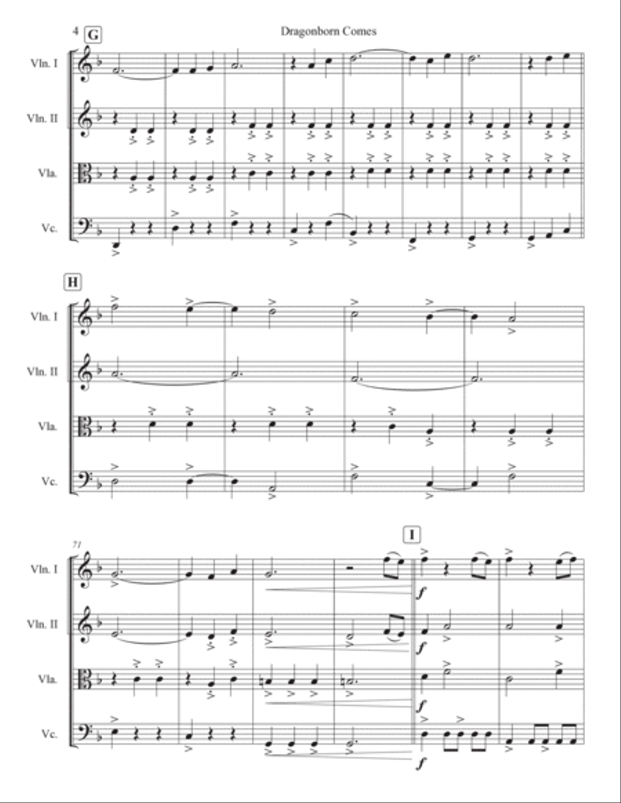 Dragonborn Comes String Quartet scores gallery preview page 4