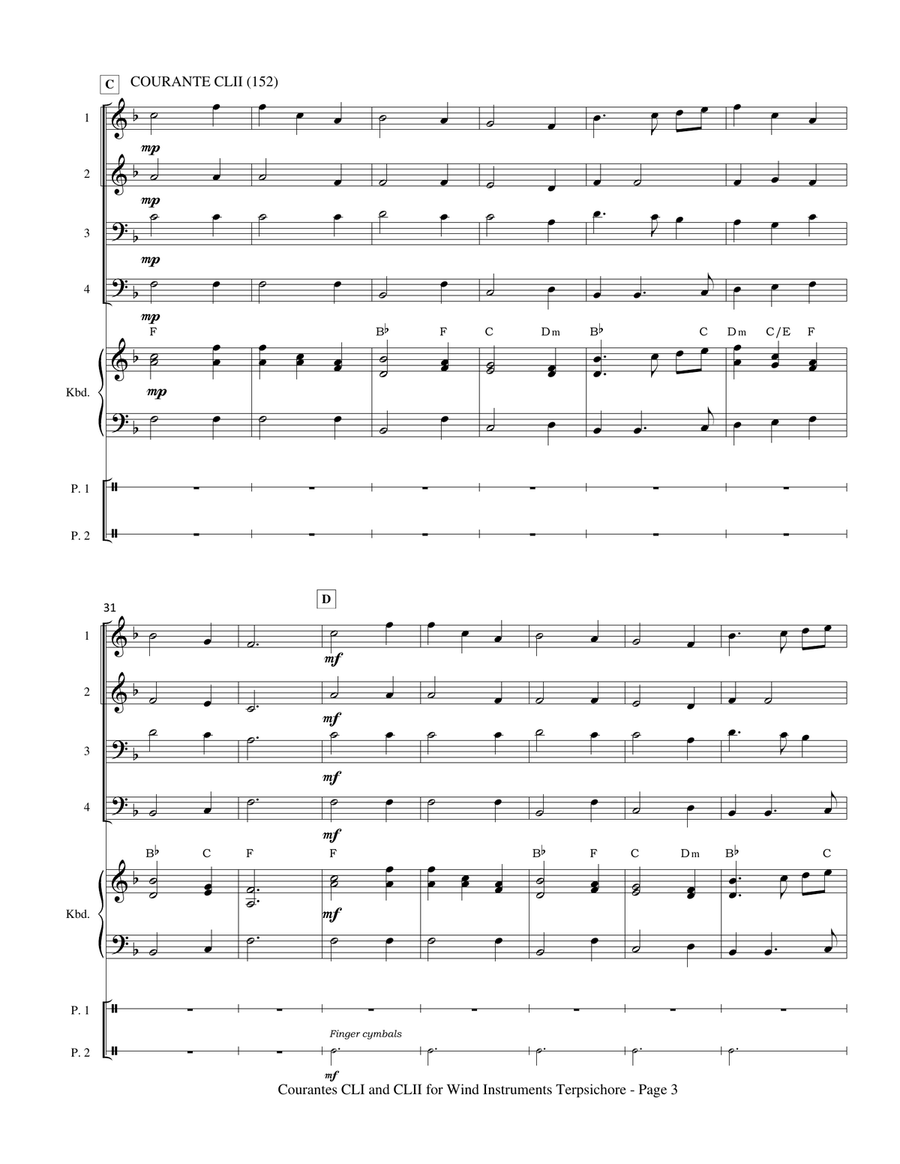 Renaissance Hits for Winds: Two Courantes Dances 151, 152 from Terpsichore (Praetorius) School and Community scores gallery preview page 6