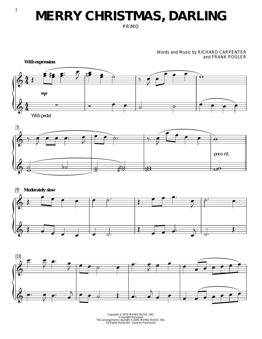 Merry Christmas, Darling Merry Christmas, Darling Piano Duet scores gallery preview page 2