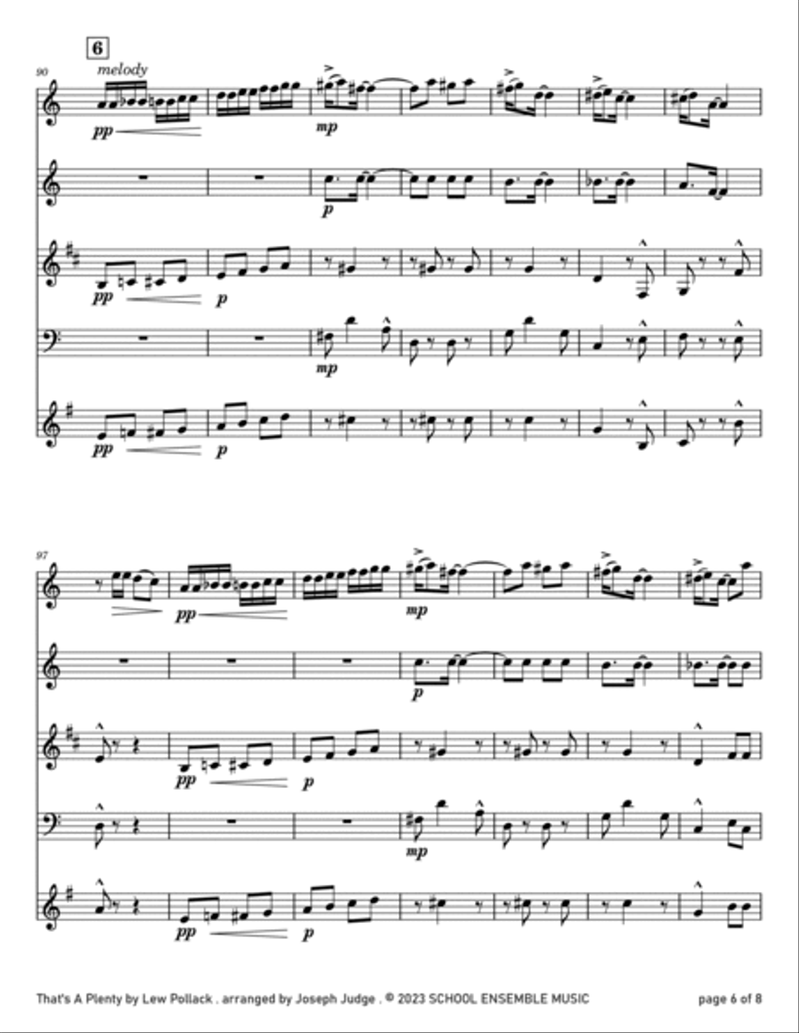 That's A Plenty by Pollack for Woodwind Quartet in Schools Woodwind Quartet scores gallery preview page 6