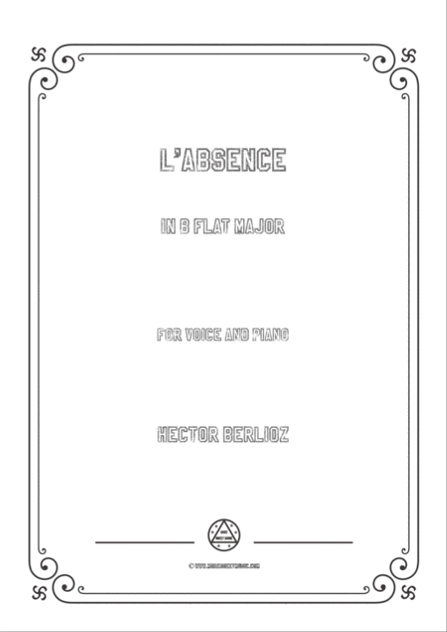 Berlioz-L'absence in B flat Major,for voice and piano Voice Solo scores gallery preview page 1