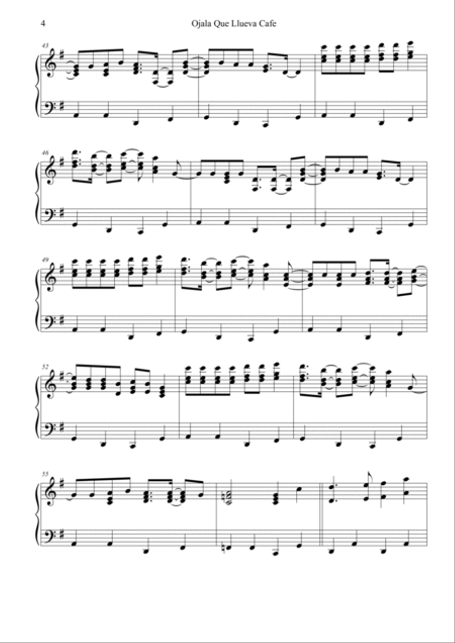 Ojala Que Llueva Cafe Ojala Que Llueva Cafe Piano Solo scores gallery preview page 4