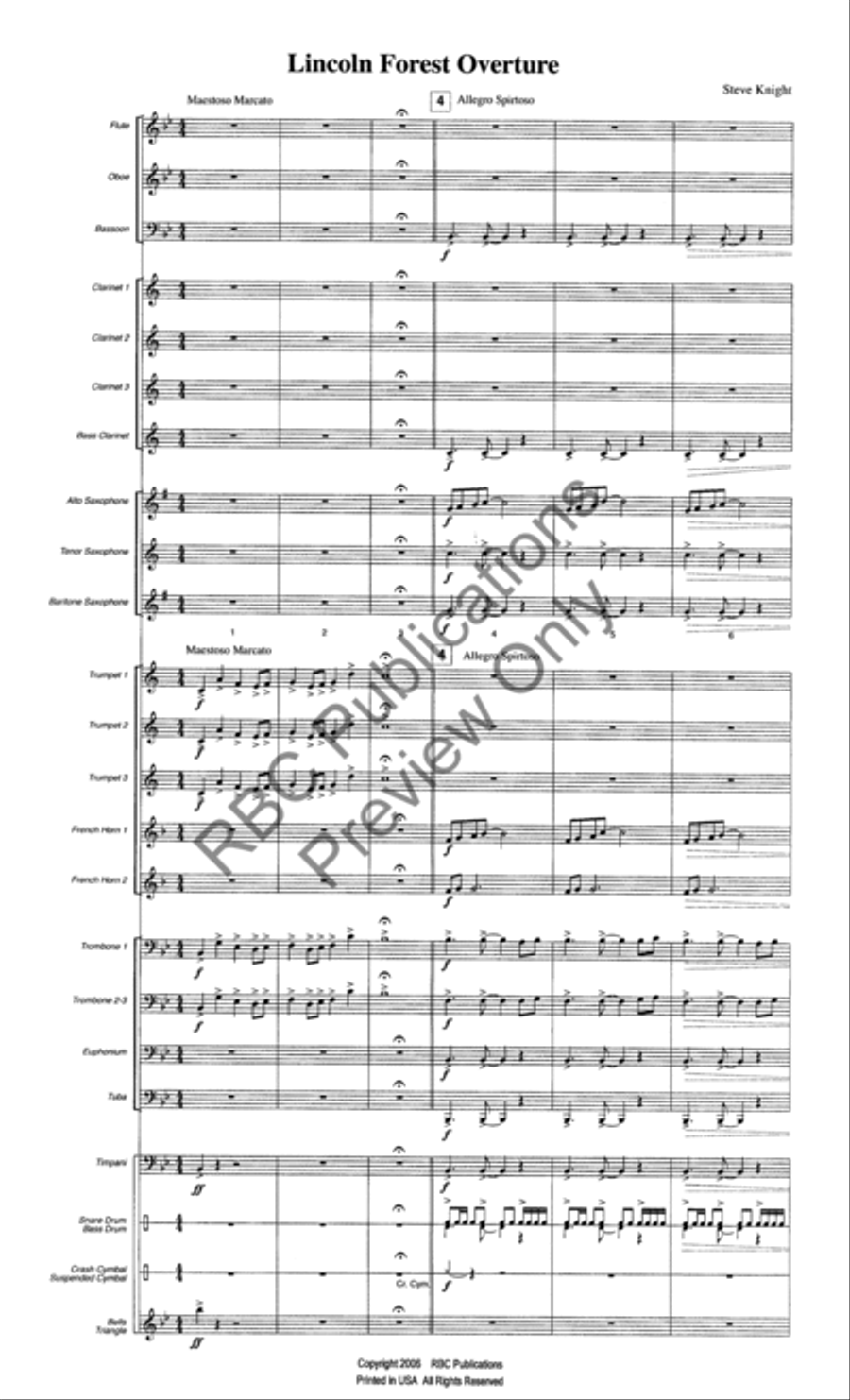 Lincoln Forest Overture (Score) Concert Band scores gallery preview page 4
