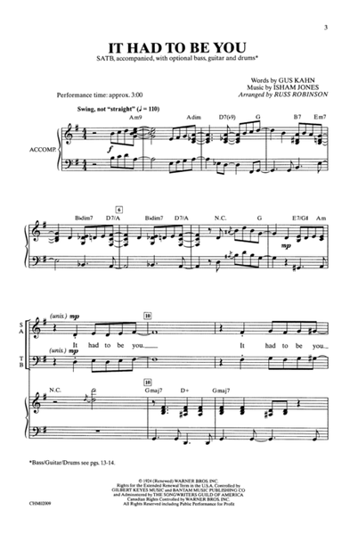 It Had To Be You - SATB image number null