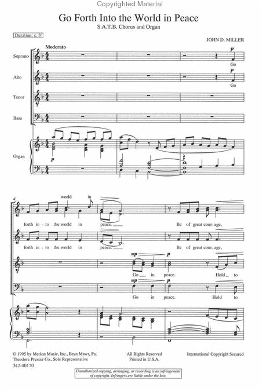 Go Forth Into the World in Peace 4-Part scores gallery preview page 2