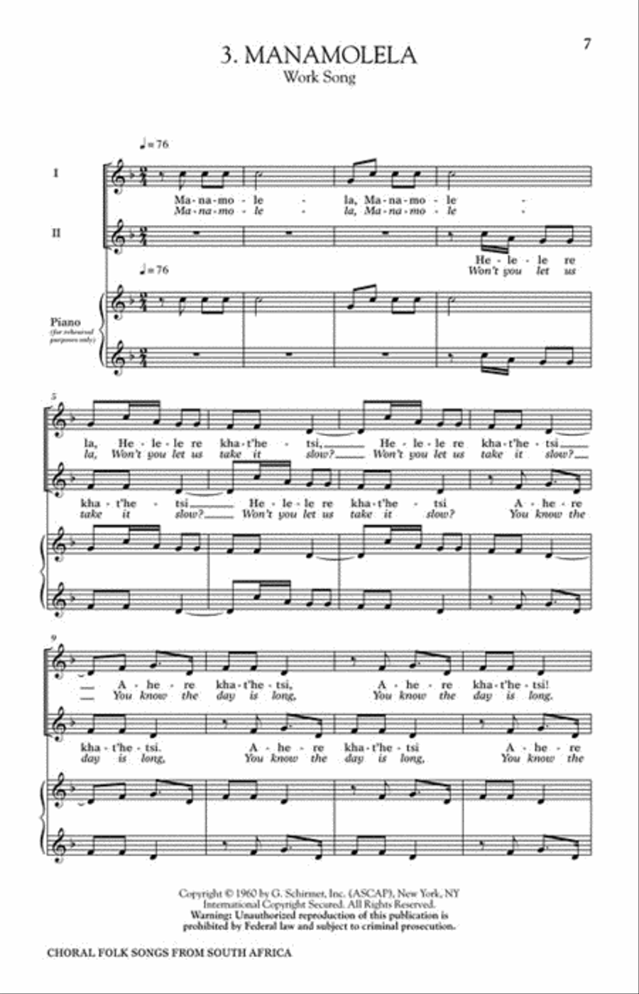 Choral Folk Songs from South Africa 4-Part scores gallery preview page 4
