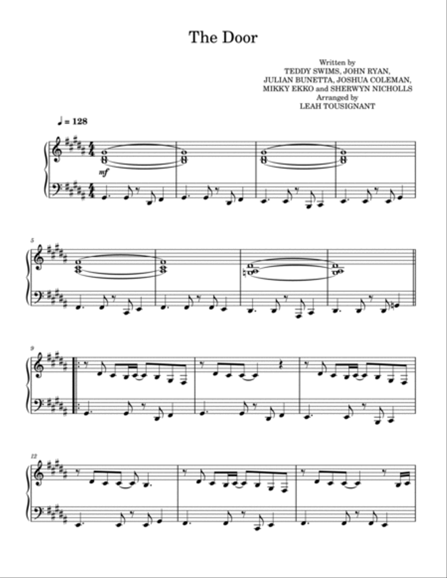 The Door Piano Solo scores gallery preview page 2