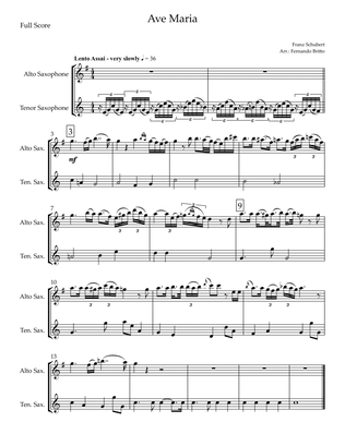 Ave Maria (Franz Schubert) for Alto Saxophone & Tenor Saxophone Duo