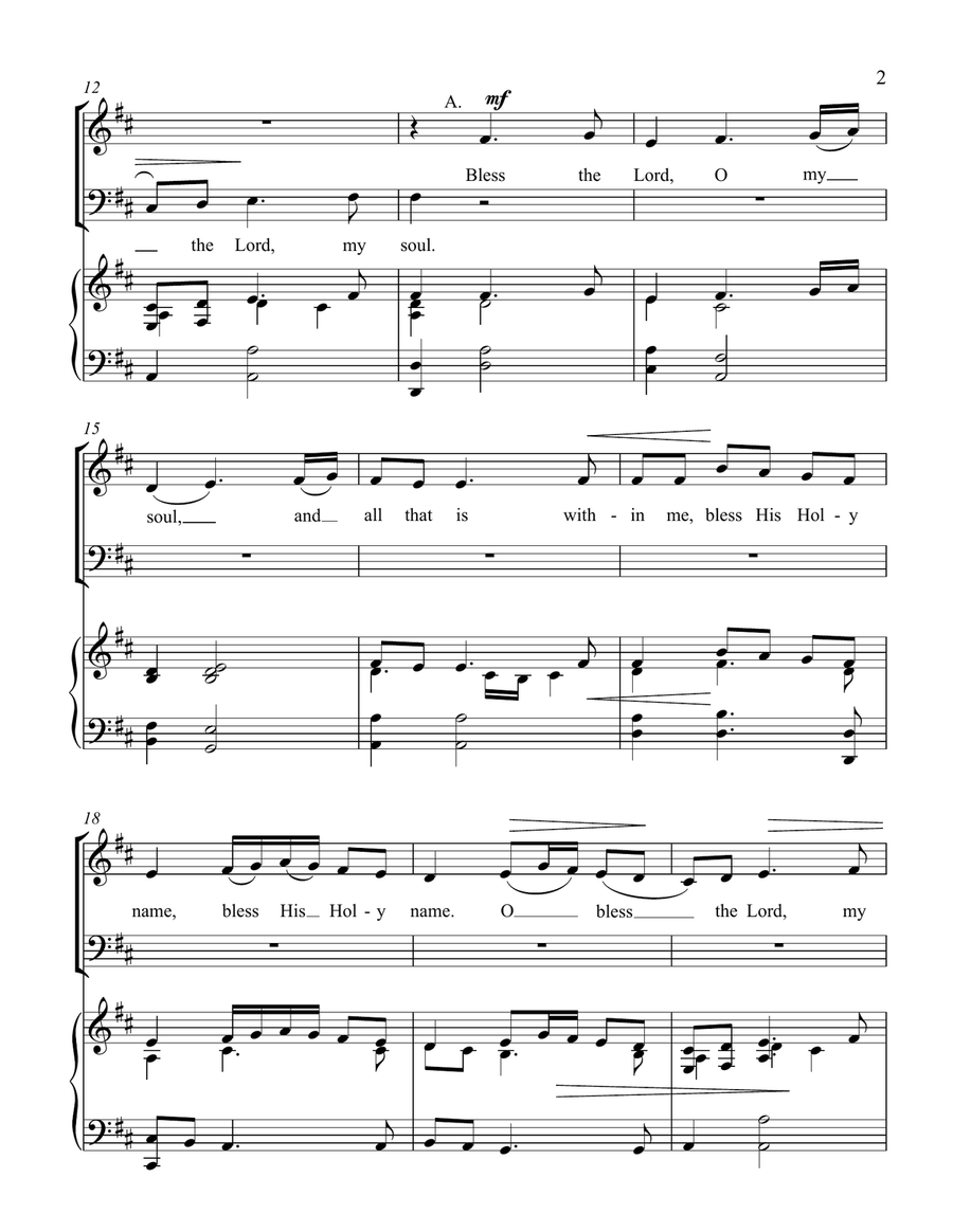 Bless The Lord, O My Soul 4-Part scores gallery preview page 2
