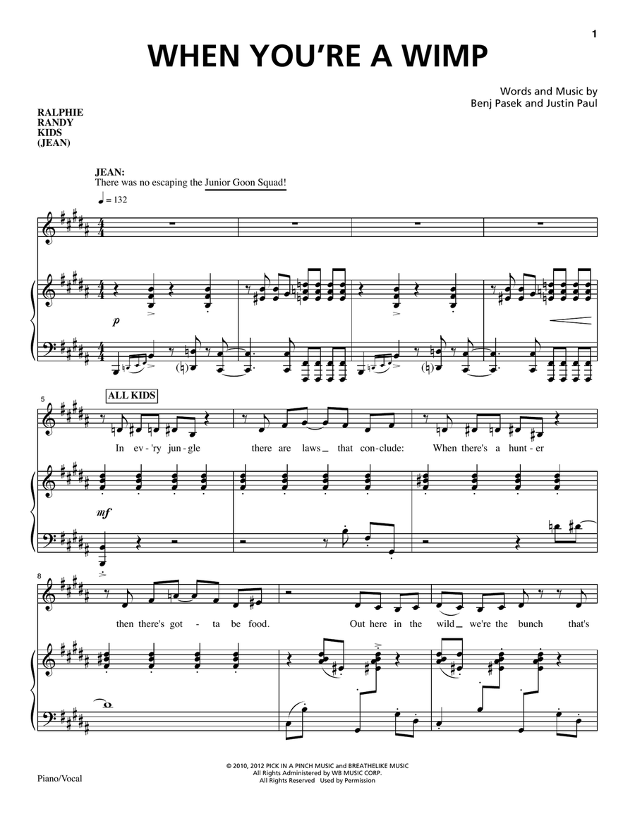 When You're A Wimp Piano, Vocal scores gallery preview page 1