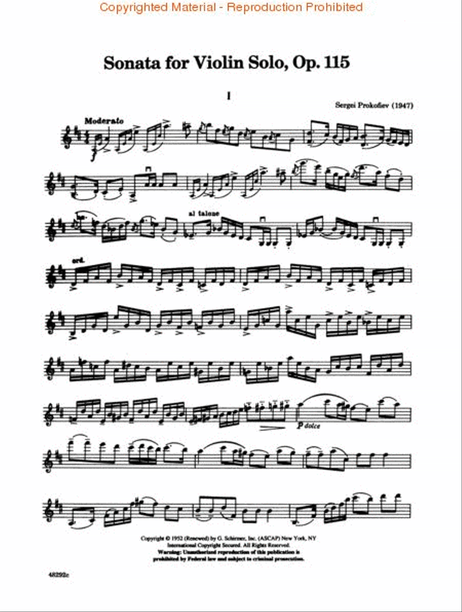 Sonata For Violin Solo, Opus 115 Violin Solo scores gallery preview page 2