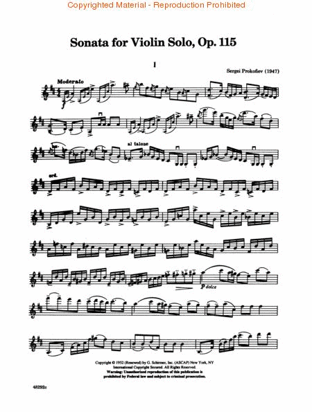 Sonata For Violin Solo, Opus 115