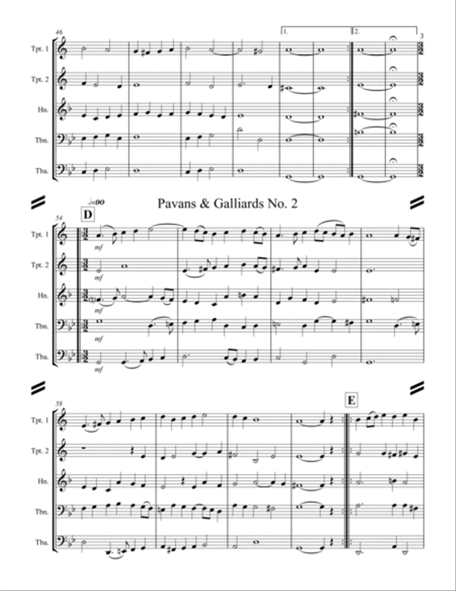 Holborne - 10 Pavans and Galliards (for Brass Quintet) Brass Quintet scores gallery preview page 4