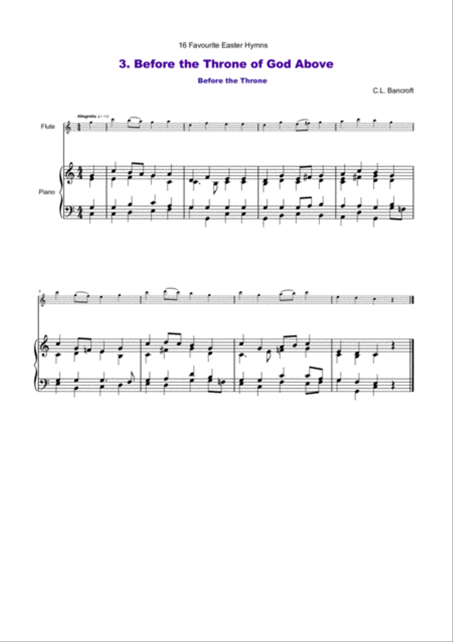 16 Favourite Easter Hymns for Solo Flute and Piano Flute Solo scores gallery preview page 4