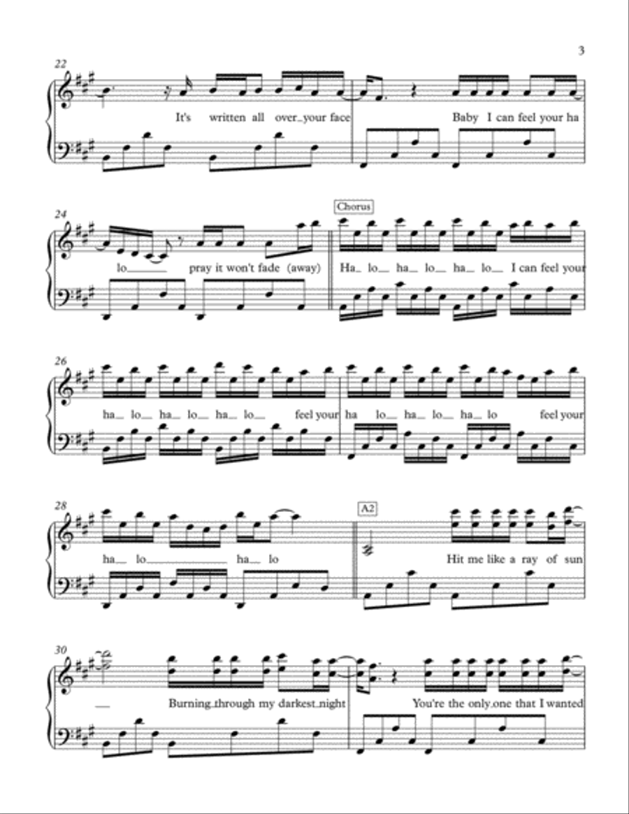 Halo Piano Solo scores gallery preview page 3