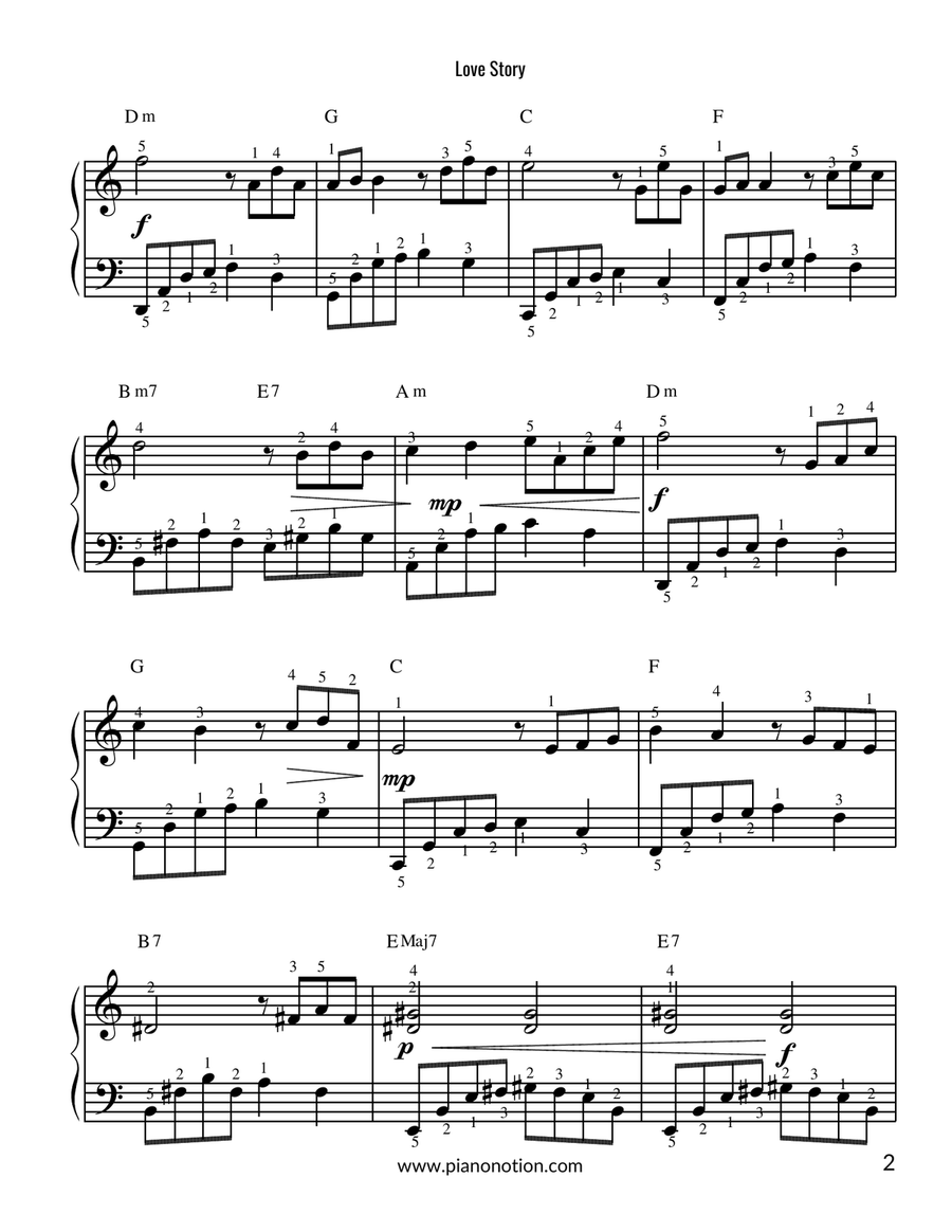 Love Story Easy Piano scores gallery preview page 2