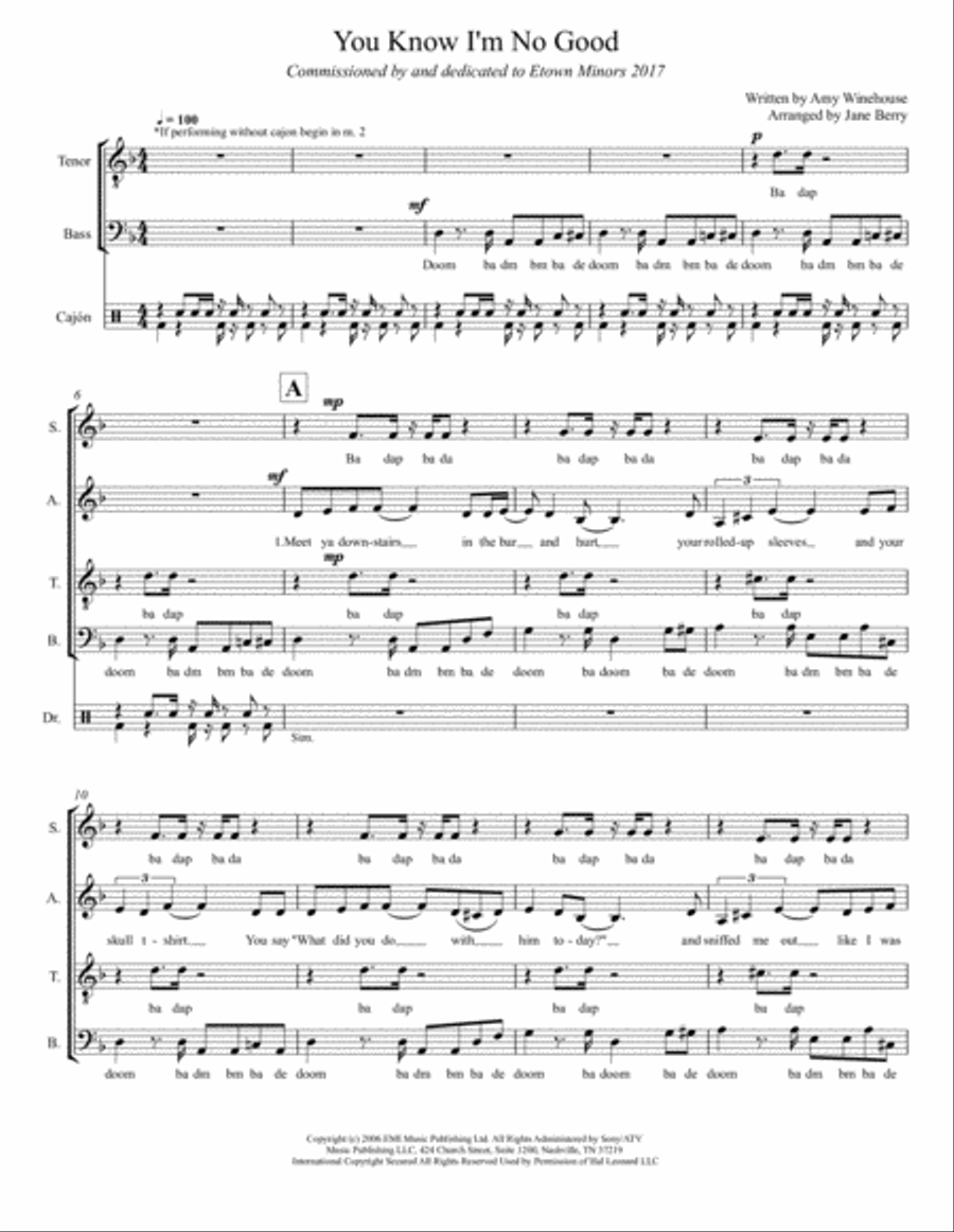 You Know I'm No Good 4-Part scores gallery preview page 1