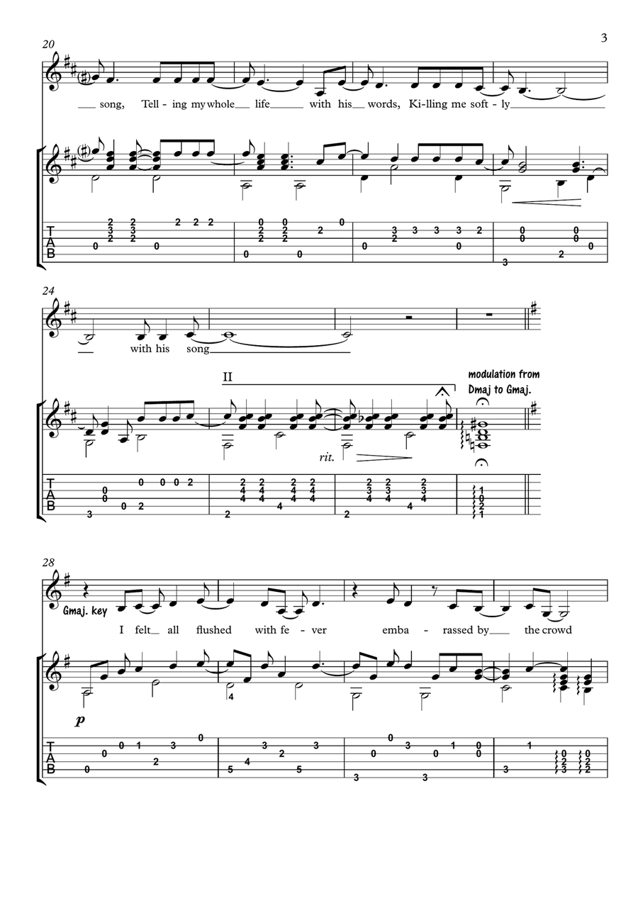 Killing Me Softly With His Song Acoustic Guitar scores gallery preview page 3