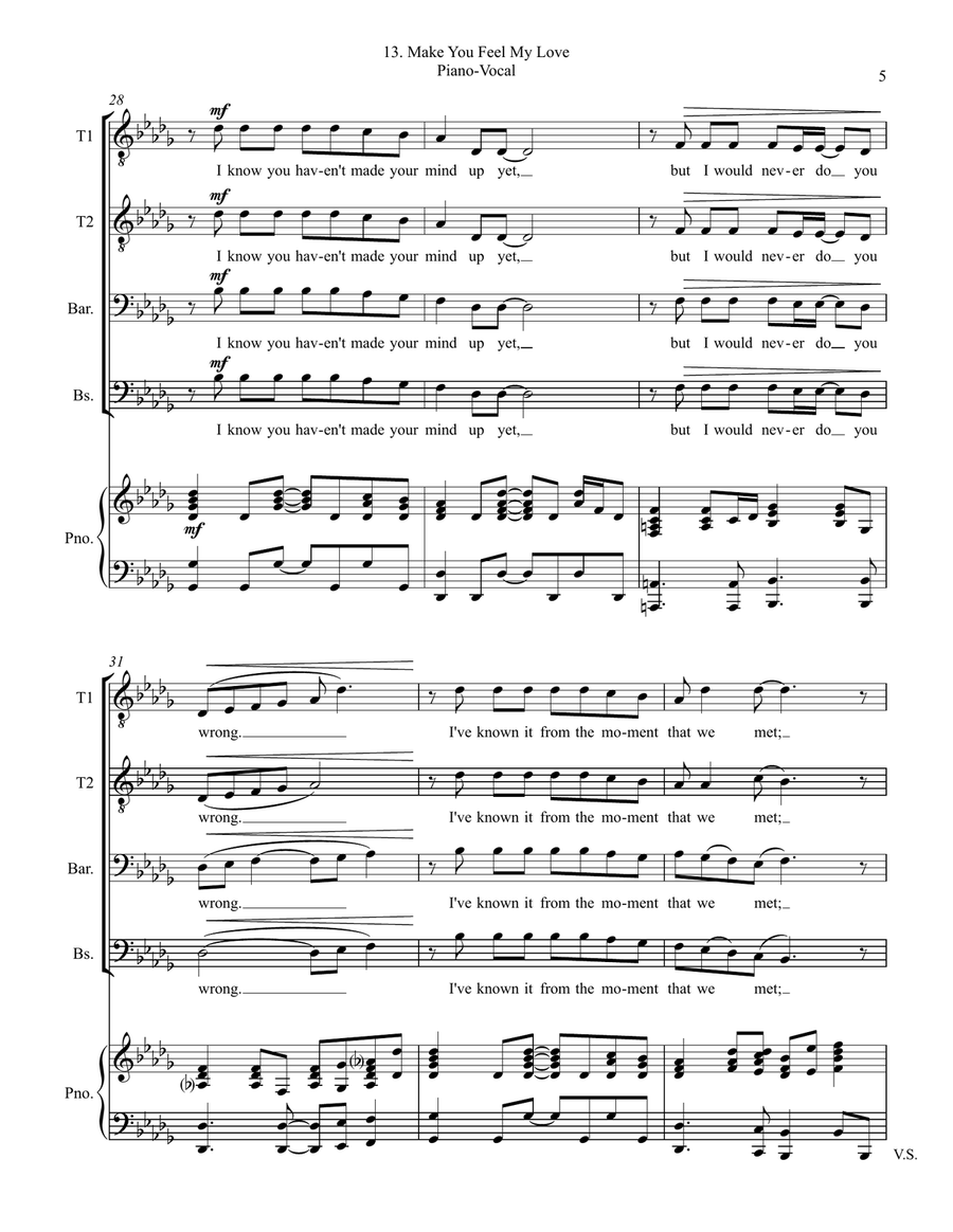 Make You Feel My Love TTBB scores gallery preview page 5