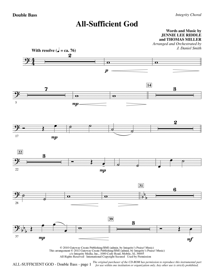 All-Sufficient God - Double Bass Choir scores gallery preview page 1