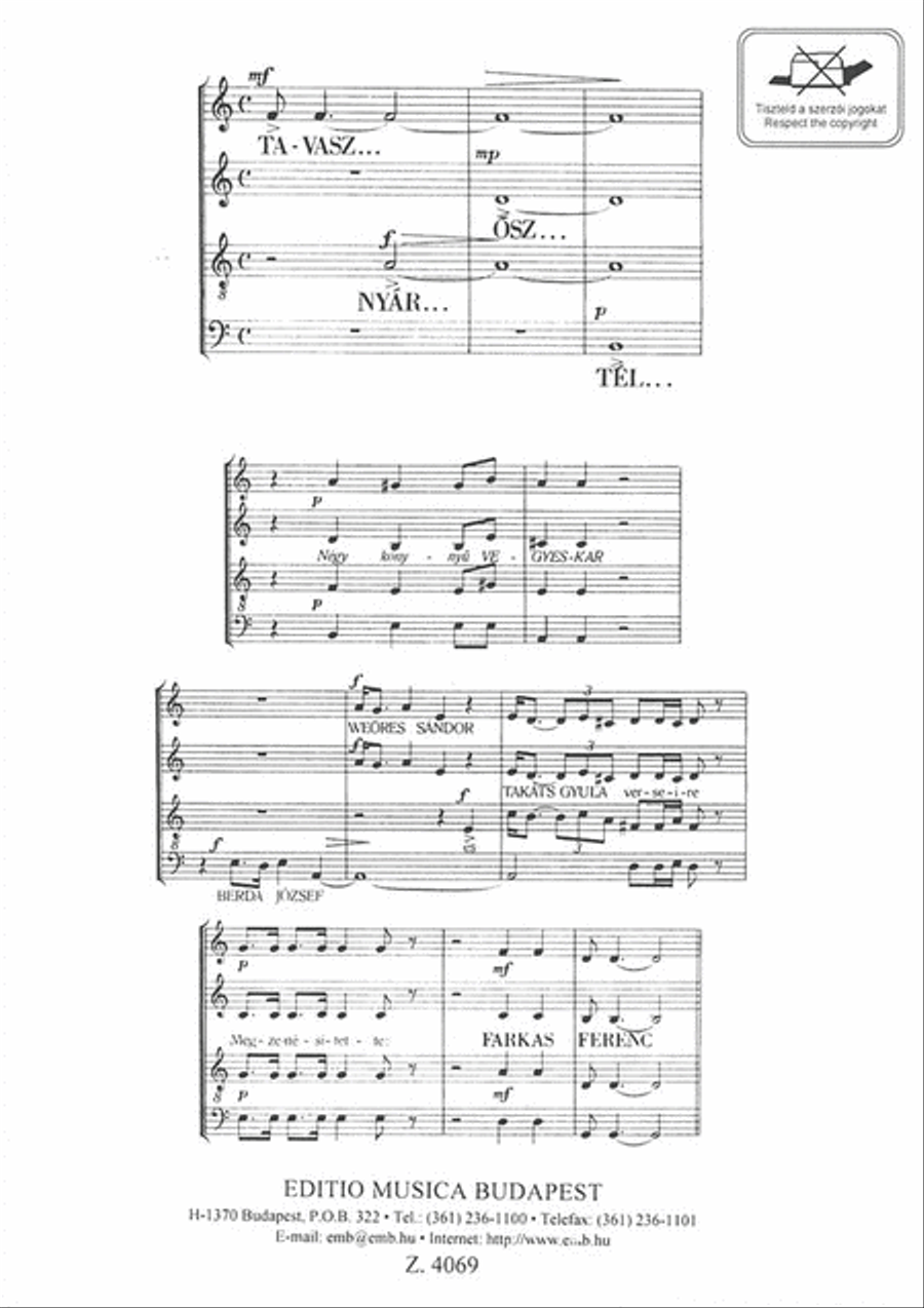 Tavasz...Nyár...ösz...Tél... A Cappella scores gallery preview page 1