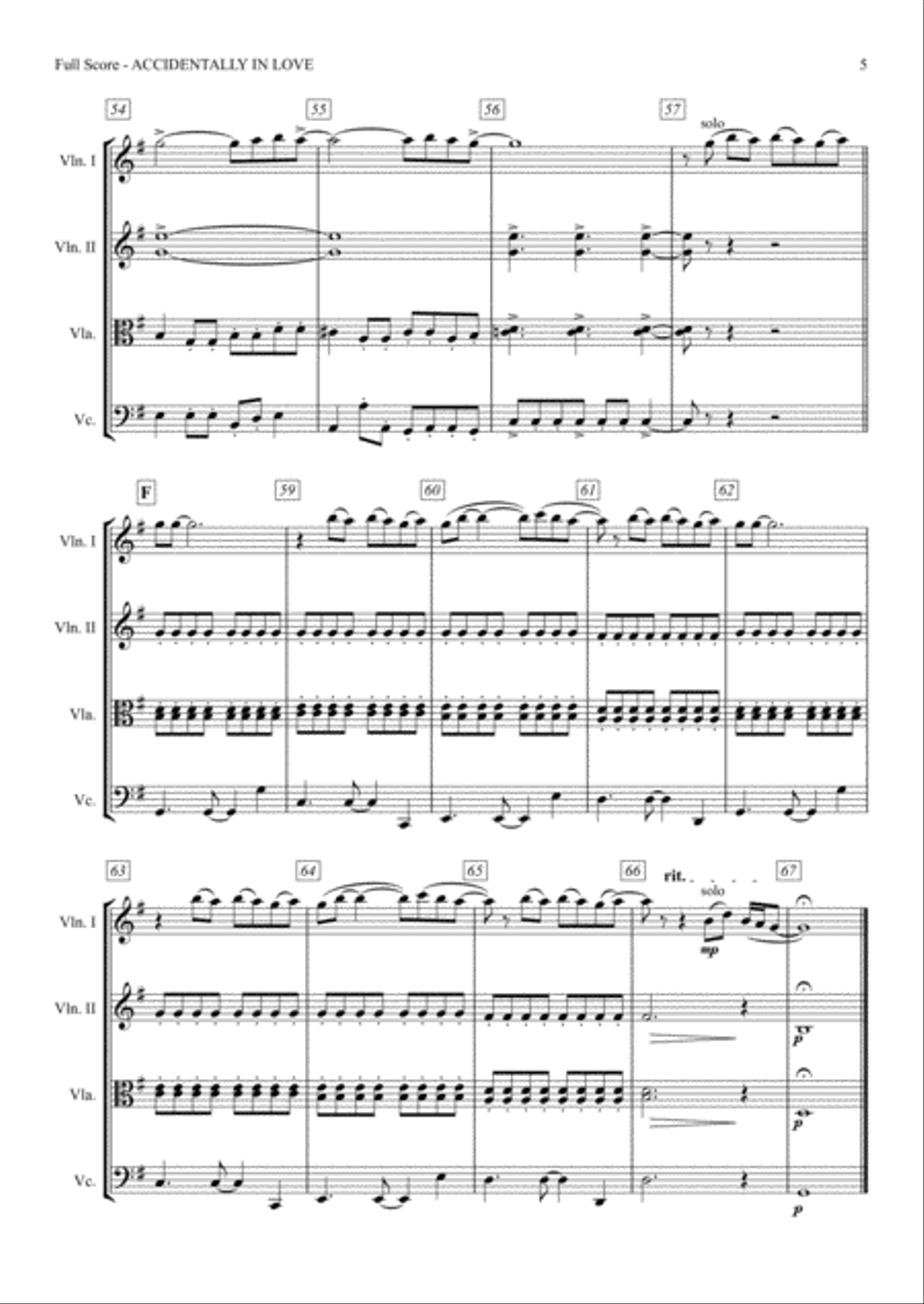 Accidentally In Love String Quartet scores gallery preview page 5