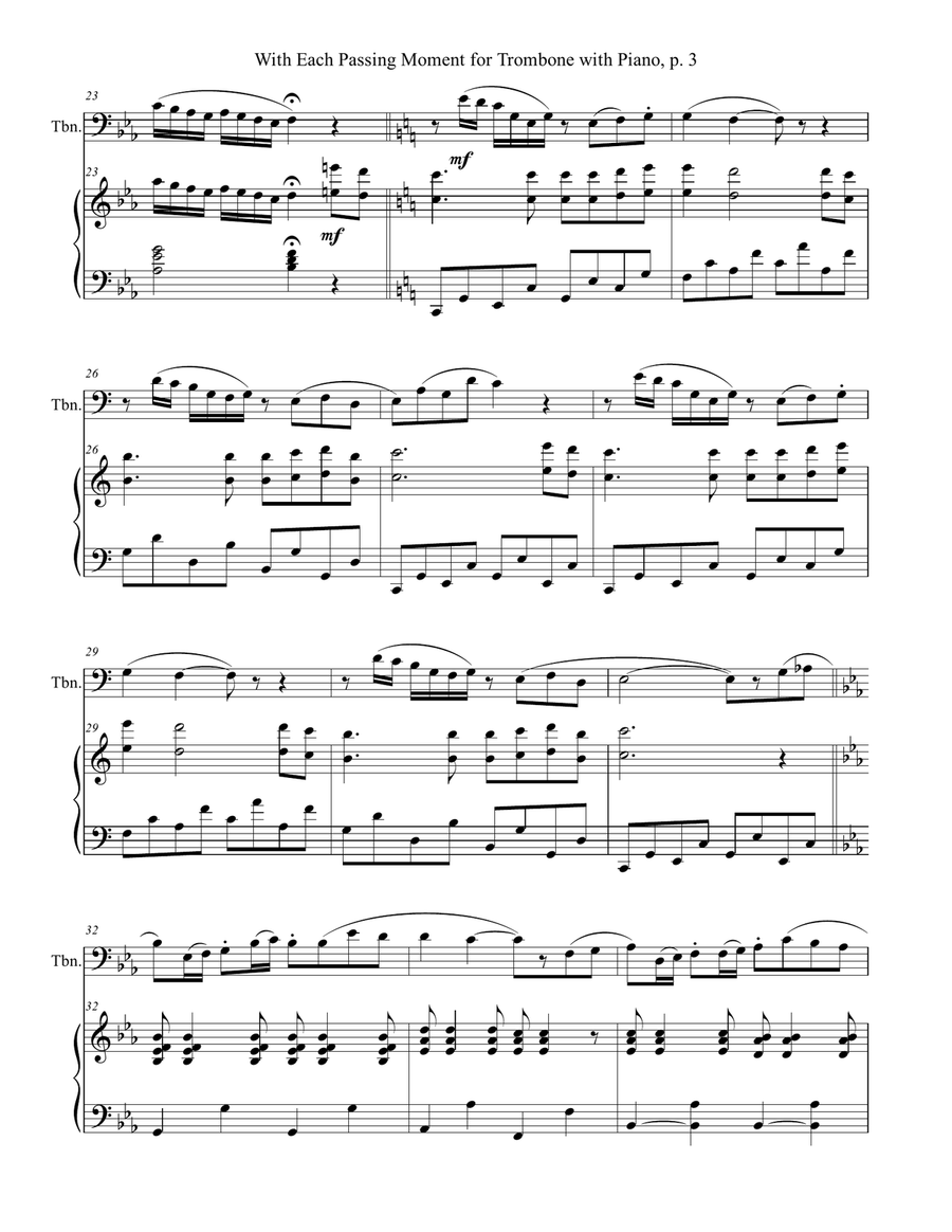 WITH EACH PASSING MOMENT (Trombone with Piano - Score & Part included) Piano scores gallery preview page 4