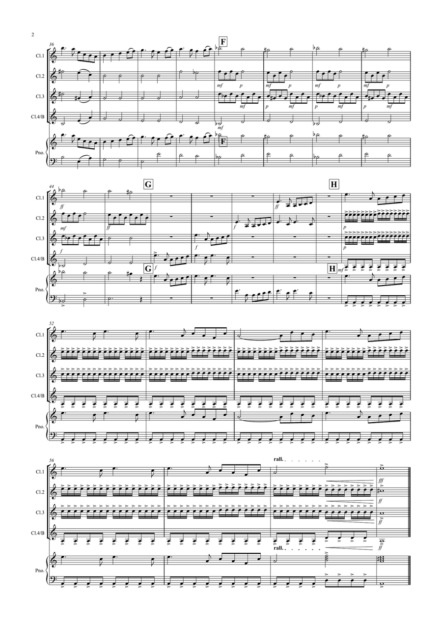Swan Lake Theme for Clarinet Quartet Clarinet Quartet scores gallery preview page 2