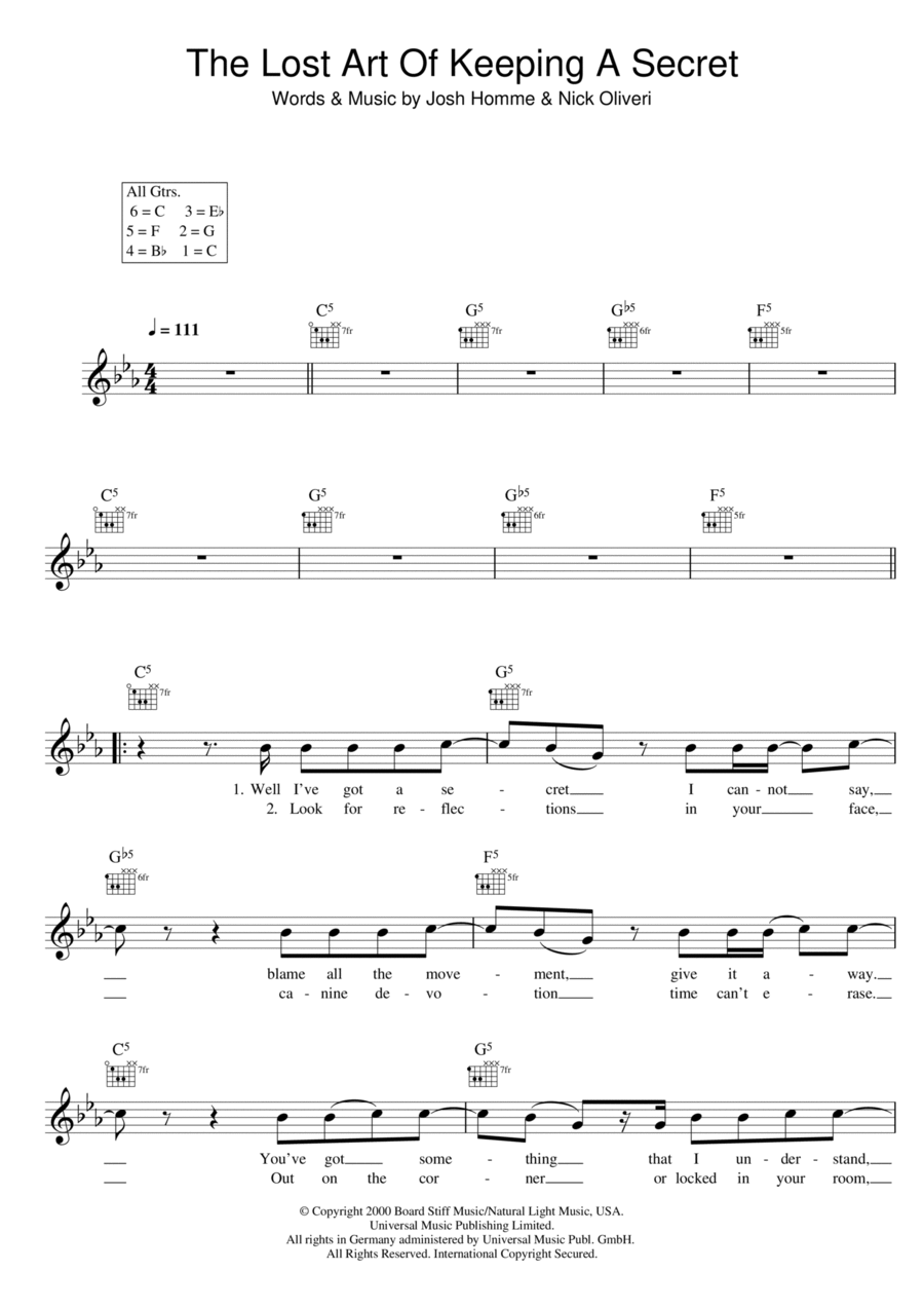 The Lost Art Of Keeping A Secret Piano scores gallery preview page 1