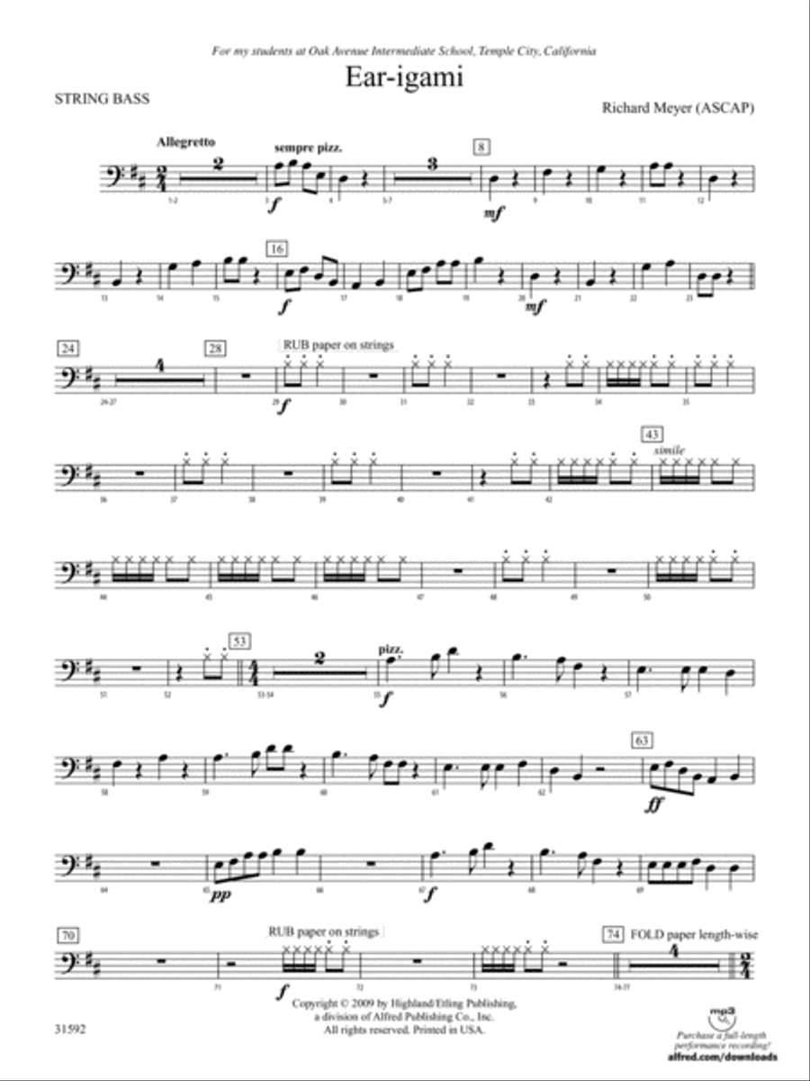 Ear-igami: String Bass Ear-igami: String Bass String Orchestra scores gallery preview page 1