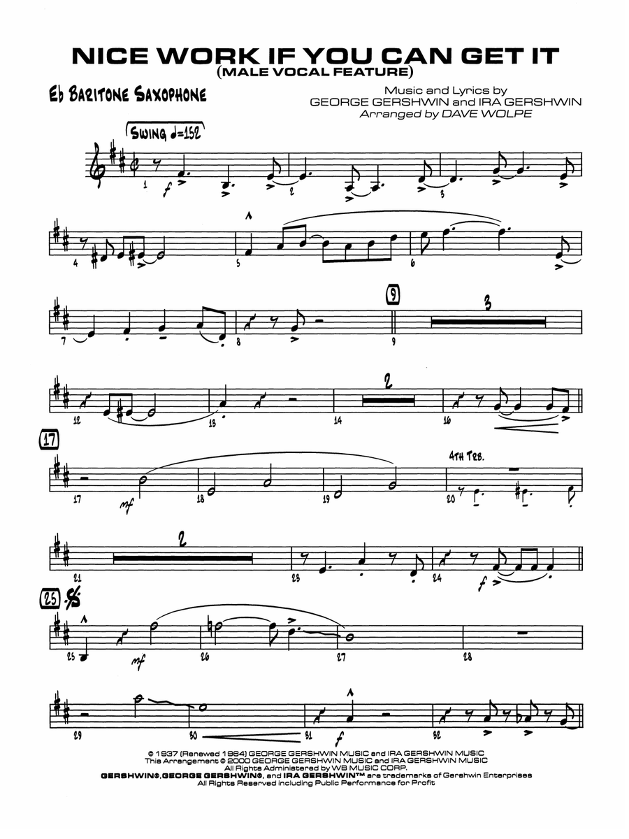 Nice Work If You Can Get It: E-flat Baritone Saxophone