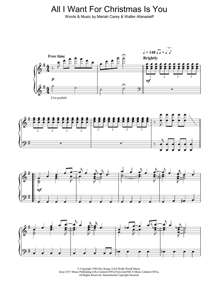 All I Want For Christmas Is You Piano Solo scores gallery preview page 1