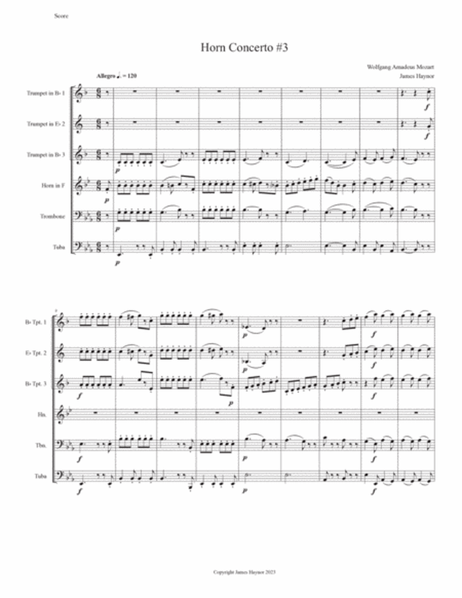 Horn Concerto #3 Finale for Brass Quintet image number null