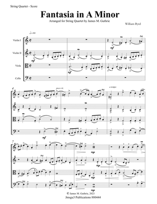 Book cover for Byrd: Fantasia in A Minor for String Quartet - Score Only
