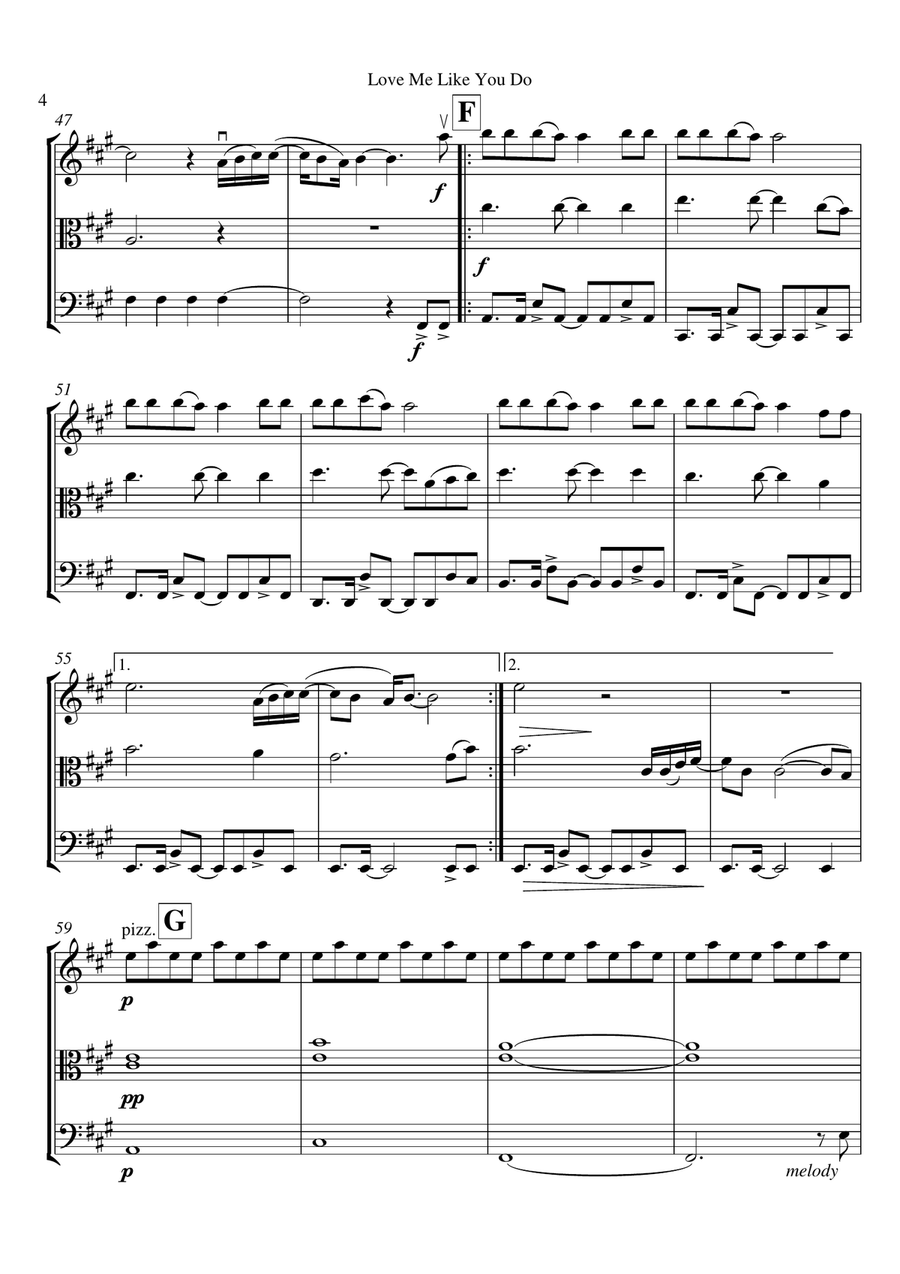 Love Me Like You Do String Trio scores gallery preview page 5