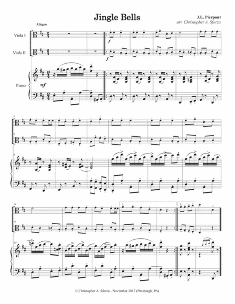 Jingle Bells, for two violas and piano image number null