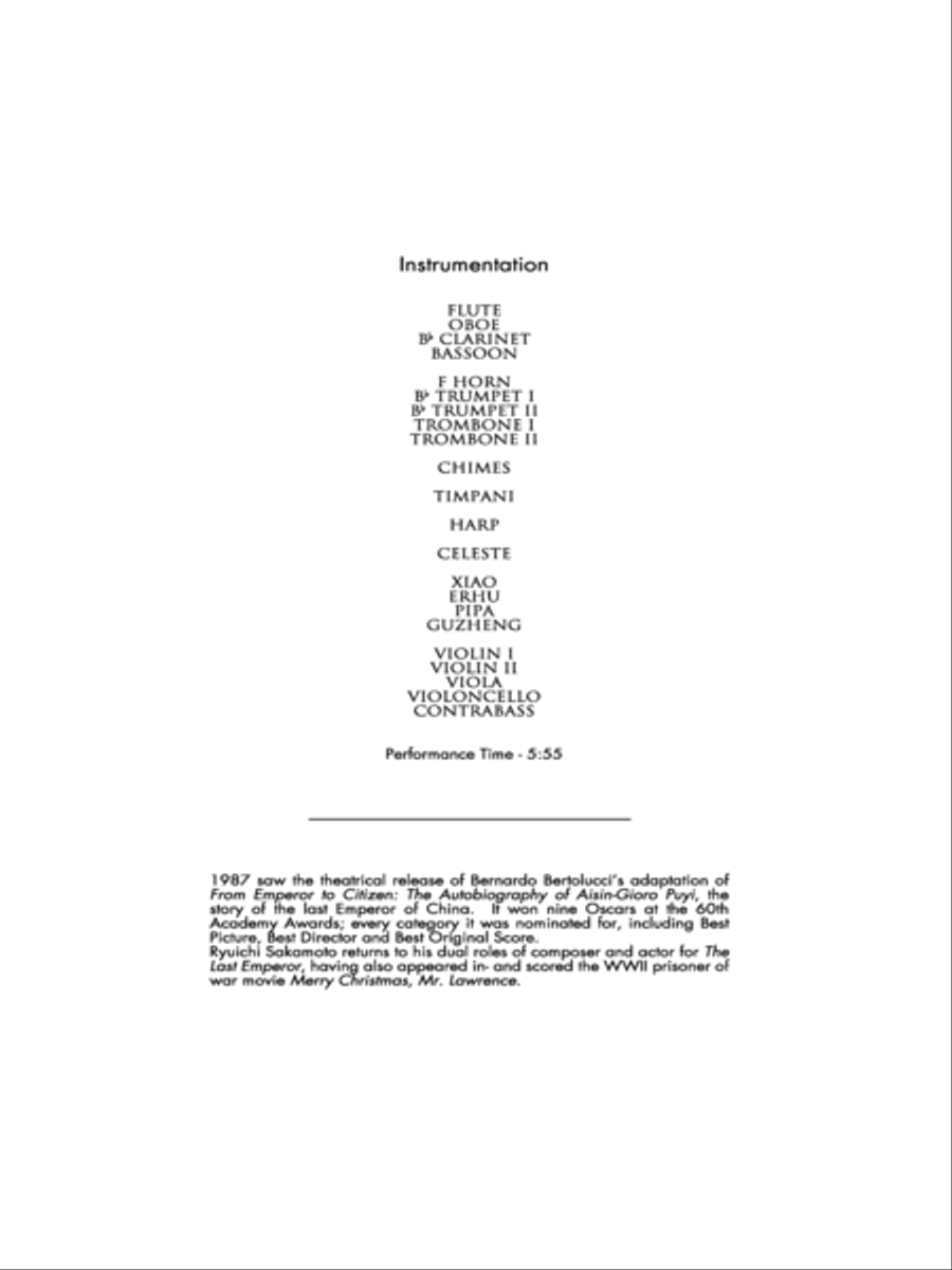 The Last Emperor Theme - Score Only Chamber Orchestra scores gallery preview page 2