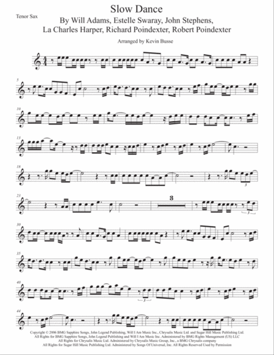 Slow Dance Tenor Saxophone scores gallery preview page 1