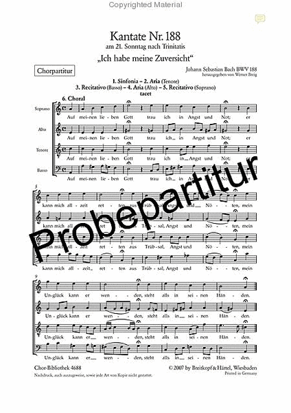 Cantata BWV 188 Ich habe meine Zuversicht