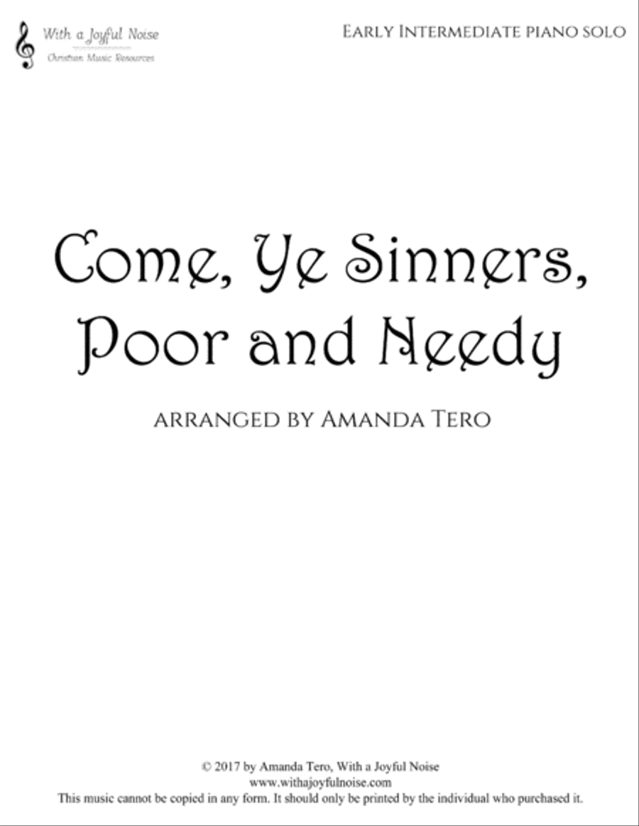 Come, Ye Sinners, Poor and Needy Piano Solo scores gallery preview page 2